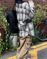 Shooting oversized-fit checkered shirt