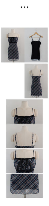 RITTEN CHECK LACE MINI DRESS