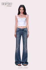 Roy Blue Dist Semi-Long Denim Pants