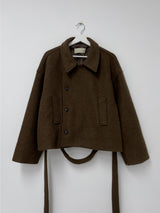 [wool70%] バーネットウールベルテッドショートコート