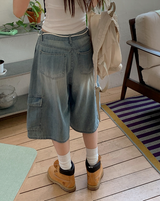 Cargo Bermuda Denim Pants + Strap Set