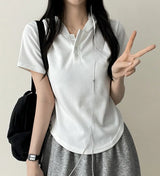 Brie button food short sleeve tee