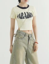 Paradise Side Cutting Cropped T-Shirt