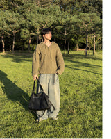 Lune Cable Half Zip-Up Hoodie Knit