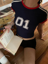 Number one line round short sleeve tee
