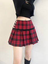 ウールレースチェックプリーツミニスカート