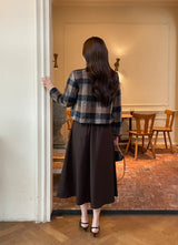 LT Round-Neck Color Matching Check Tweed Jacket