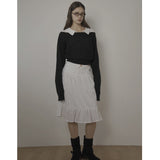 FREEZIA MIDI SKIRT-WHITE