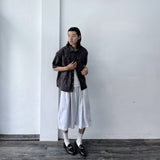 Side-Button Structured Shorts