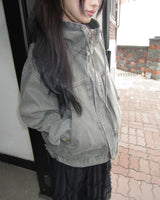 Jepu Pigment-Washed Hoodie Jacket