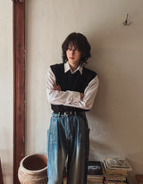Side pin tuck balloon wide denim