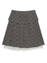 RIBBON MIDI SKIRT(GREY)