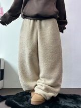 クリームテディシープファーロングパンツ🧸🤎🐑🖤3COLOR