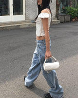 Lace puff top