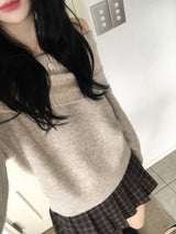 Uni Off-Shoulder Knitwear (4 colors)