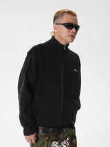 RTVG(RETROVEGAS) Double-sided polar fleece pure black zipper stand collar jacket