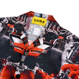 [UNISEX] Automobile Parts Camp-Collar Printed Shirt (Red)