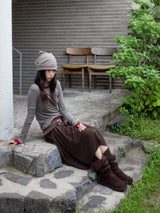 FLARE RIB SKIRT (BROWN)