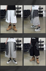 Lever Check Layered Bermuda Pants