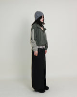 Hakata Stripe Coloring String Knitwear Zip-Up