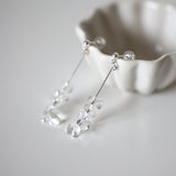 Drop Pebble White Crystal Silver 925 Pierce handmade