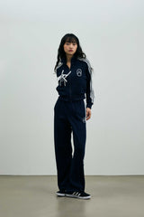 RIBBON JERSEY TRACK PANTS / NAVY
