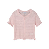 クロシェ ショートスリーブド ニット カーディガン (LIGHT PINK)