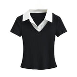 Rella Ribbed Collar Tee