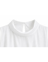 Lune High Neck Unbalance Drape Layered Sleeveless Blouse Pink