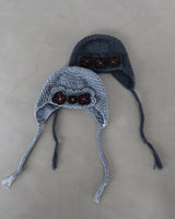 Flower patch earring beanie hat
