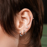 Double 925 Silver +Rhodium plating Hoop Ring Earring E059-14H