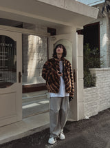 Wavy Gradation Fur Jacket