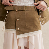 Layered asymmetrical check frill skirt