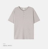 [Unisex] ワッフルヘンリーネックハーフスリーブ (4color)
