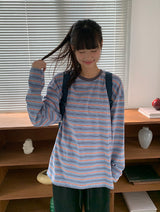[ユニセックス] キューバオーバーストライプロングスリーブTシャツ