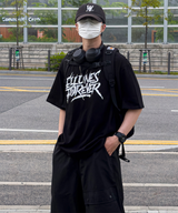 イリューネスレタリングオーバーサイズスプリットショートスリーブTシャツ