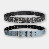 Denim Star Eyelet Double Belt