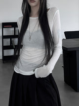 layered see-through long sleeve T (4color)