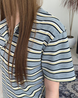 Roan Striped Henley Neck Short Sleeve Tee