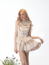 Rose Island flowers on the day the autumn fog arrives, an irregular, broken-sense fitted dress, with adjustable fit