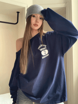 Boxy loose fit off-shoulder sweatshirt