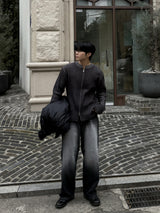 Fog lip zip-up knitwear