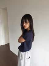 Kiko cap sleeve half knit (2color)