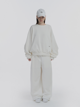 [mnem] ピンタックロゴジョガーパンツ (white)