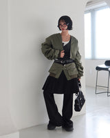Stripe Layered Shirring Cardigan