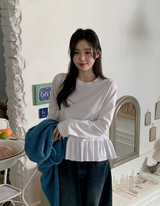 トレンディレイヤードフリル長袖Tシャツ (3color)