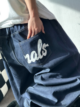 HIP PRINTING TATTOO LETTERING BALLOON RAW LOW DENIM 🩵🖤 - 2 COLORS