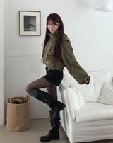 Malt Two-Way High-Neck Flight Jacket