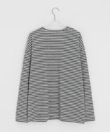 ビーダイアゴナルヘンリーネックボーダー長袖Tシャツ