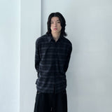 Dark-Tone Minimal Plaid Shirt